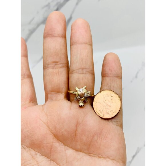 10k solid gold pendant turtle   ❤️ Size 7.5 - Multi-tone gold - tortuga - Picture 4 of 5
